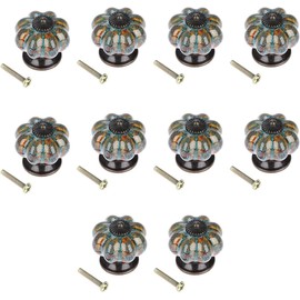 Mgoodoo Pumpkin Drawer Knobs Pull Handles Made of Ceramic with Leopard Print for Kitchen Bathroom Cupboards (Blue,1001A) 10pc