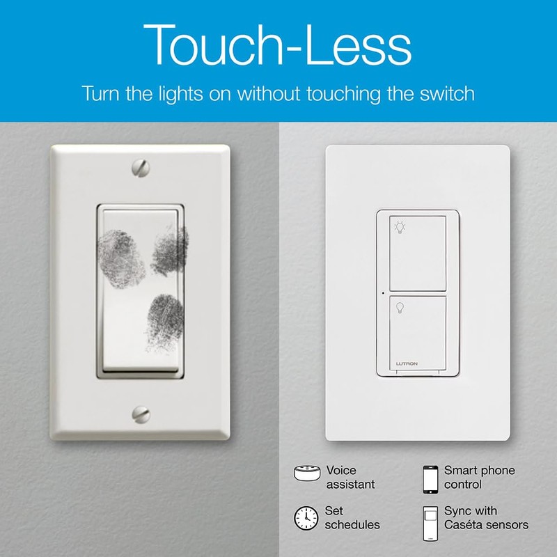 Lutron Caseta Smart Switch 3-Way Kit, with Pico Remote, Wallplate,