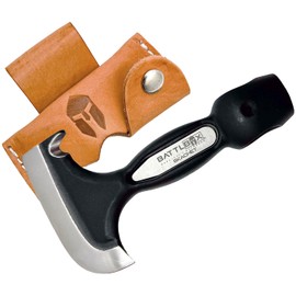 BATTLBOX Skachet Axe Head Skinner Hammer Hatchet Vintage Survival Tool - 3.5in Carbon Steel Blade Edge - Genuine Leather Sheath, Belt Loop - Bushcraft Outdoor Survival Ax Skatchet