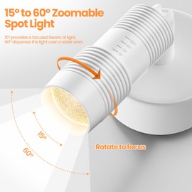 TuyuBEE Zoomable LED Spot Lights Indoor Uplighting with Remote & Timer, 5W Up Lights Indoor Dimmable Plant Spotlight Uplights Accent Lighting, Floor Spotlight Lamp with 5.9FT Plug Cord - White 2 Pack