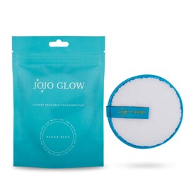 JoJo Glow Reusable Makeup Remover Pads - Microfibre Face Cloth, Face Cleansing Pads, Sustainable, Cruelty Free Eye Makeup Remover Pads - Pack of 1 - Ocean Blue
