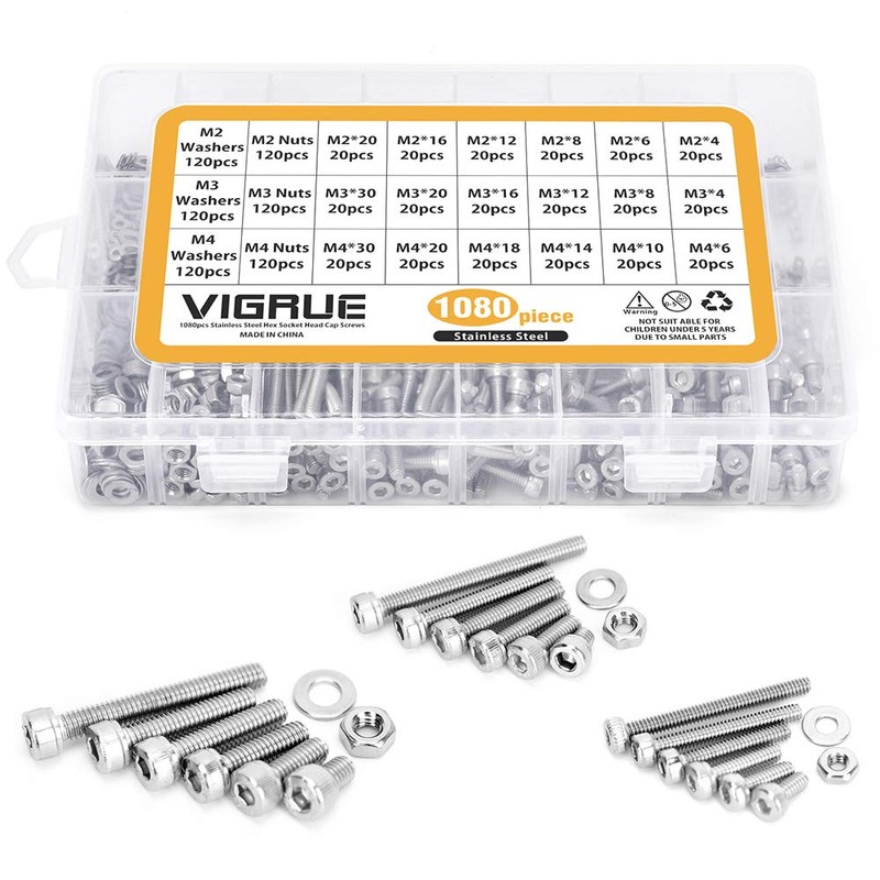 Set of 1080 Pieces M2 M3 M4 Carbon Steel Hex