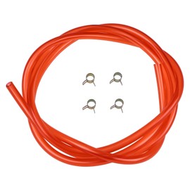 ZTUOAUMA 7' Long 1/4'' ID 3/8'' OD Red Fuel Line Kit with Clamps Compatible with Small Gas Diesel Powersports Generators Engines Snowmobile Dirt Bike Quad Motorcycle Go Kart Golf Cart