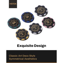 HEITOK Clay Poker Chip Set for Texas Holdem, 300pcs 14g Professional Casino Blackjack Poker Set, Features a high-end Carrying case with Leather Interior Design and German Polycarbonate Shell