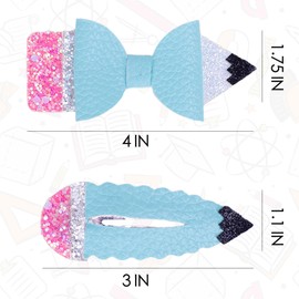 IKOLA 4PCS Back to School Pencil Hair Clips, Blue