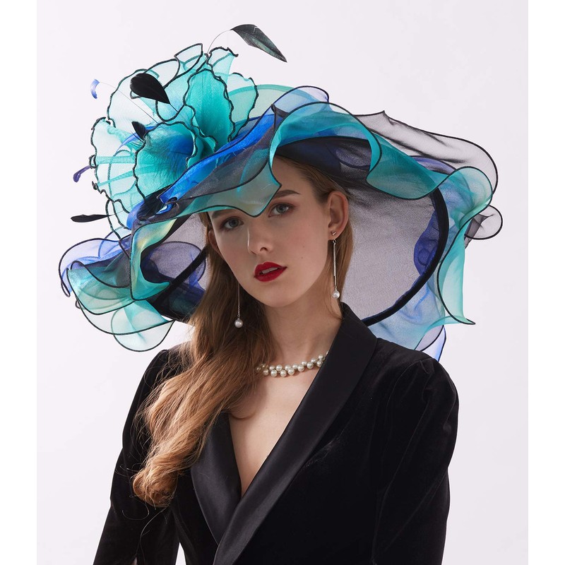 RZTA RZTA Women's Kentucky Derby Church Dress Hat Wide Brim
