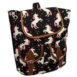 Unicorn Backpack with Front Pockets and Leather Trim