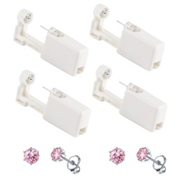 Orglace Ear Piercing Kit Disposable Self Ear Piercing Kit Safety 4 Pack Ear Piercing Gun Kit Tool with 5mm Earring Studs