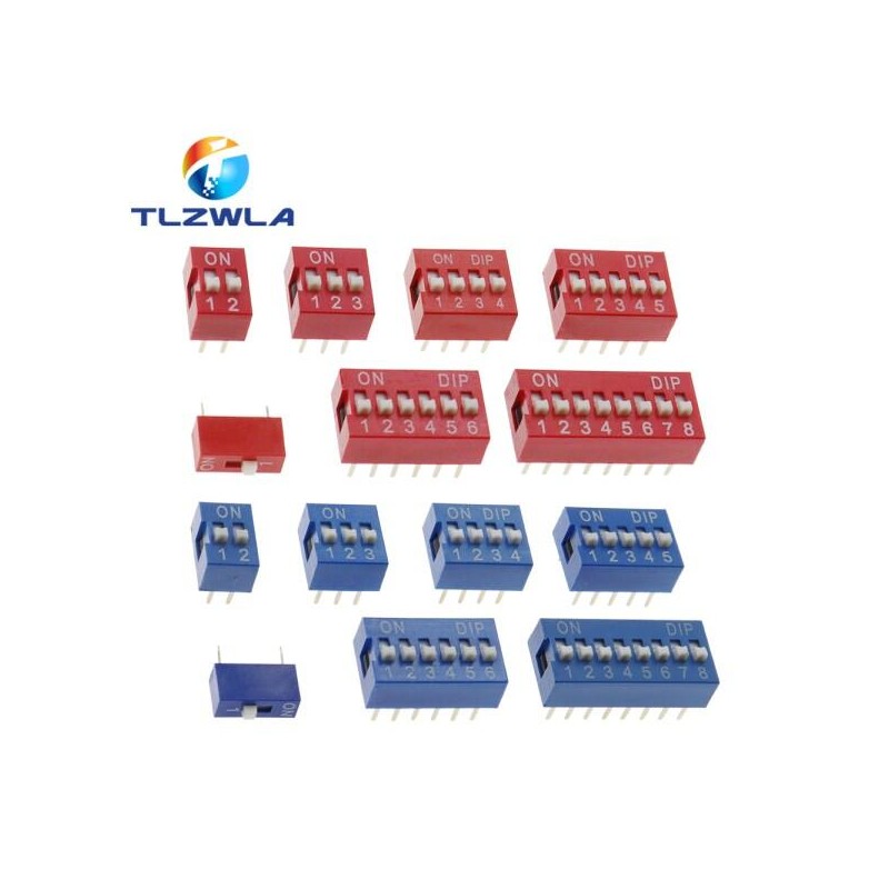 10PCS 빨간색, 파란색 토글 스위치 간격 2.54MM DIP 다이얼 코드