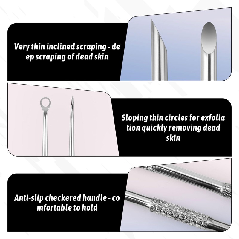 2-in-1 Manicure Cuticle Pusher,Stainless Cuticle Pusher Tool,Loop & Beveled Head