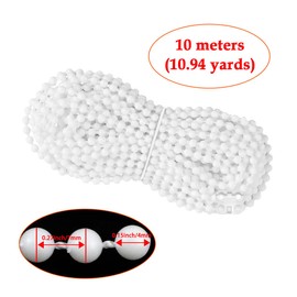 Aifeier ET Blind Bead Chain Cord, Plastic Curtain Beaded Chain Cord with 20pcs Connector Clips Repair for Vertical Roller and Roman Shade Chain Cord (White, 10 Meters/10.94 Yards)