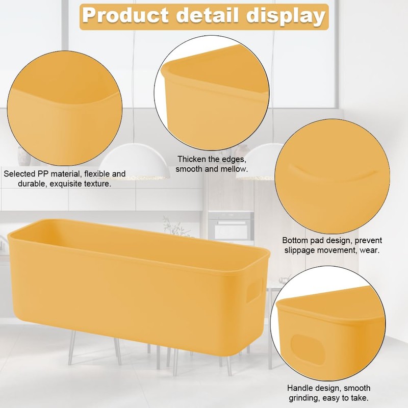 GmeDhc 4PCS Thick Plastic Storage Basket, Rectangular Storage Boxes, Storage