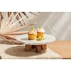 Mud Pie Marble Wood Pedestal Stand, 3 1/4" x 10