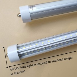 GOCuces 4FT LED Tube Light T8 36W Single Pin,F48T12 60W Fluorescent Bulbs Replacement,V Shape,6500K Daylight,Dual-Ended Power,Ballast by Pass for Office,Shop,Hotel Lighting, Pack of 10