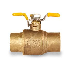 Midline Valve 837C256-NL Premium Full Port Ball Valve with T-Handle Brass, x 3/4 in. SWT, 3/4 in. Sweat x 3/4 in. Sweat