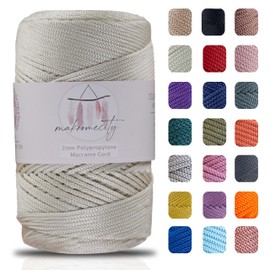 Makromecity Macrame Yarn 2 mm x 230 m, Premium Polyester Macrame Cord, Polypropylene Yarn for Crafts, Home Decorations, Place Mats, Shoulder Bags, Handbags, Runners, Comforters, Chains