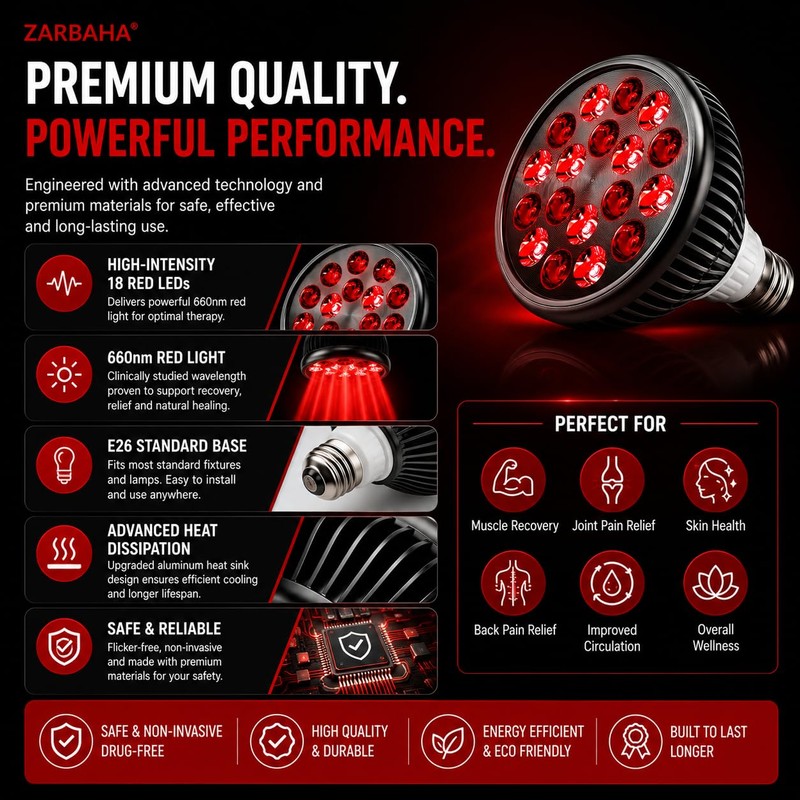 Zarbaha Red & Near Infrared Light Therapy Bulb – 18
