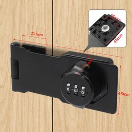 Anti-Theft Coded Lock, Hasp Latch, Cabinets Hasp Lock, Twist Knob Keyed Locking Hasp for Mailbox, File Tin Cabinet, Wardrobe, Drawer, Closet (Black, 3.5 Inch)