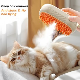 4-in-1 Multi-Functional Pet Hair Removal Tool - Steam Deshedding Brush with Shedding, Cleaning, Massage & Combing Features, Dog Brush for Shedding and Cat Brushes for Indoor Cats with Shedding - White