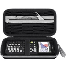 Baval Hard Calculator Carrying Case Compatible with Texas Instruments TI-84 Plus CE/TI-Nspire CX II CAS Calculator(Black Case,White Zipper)