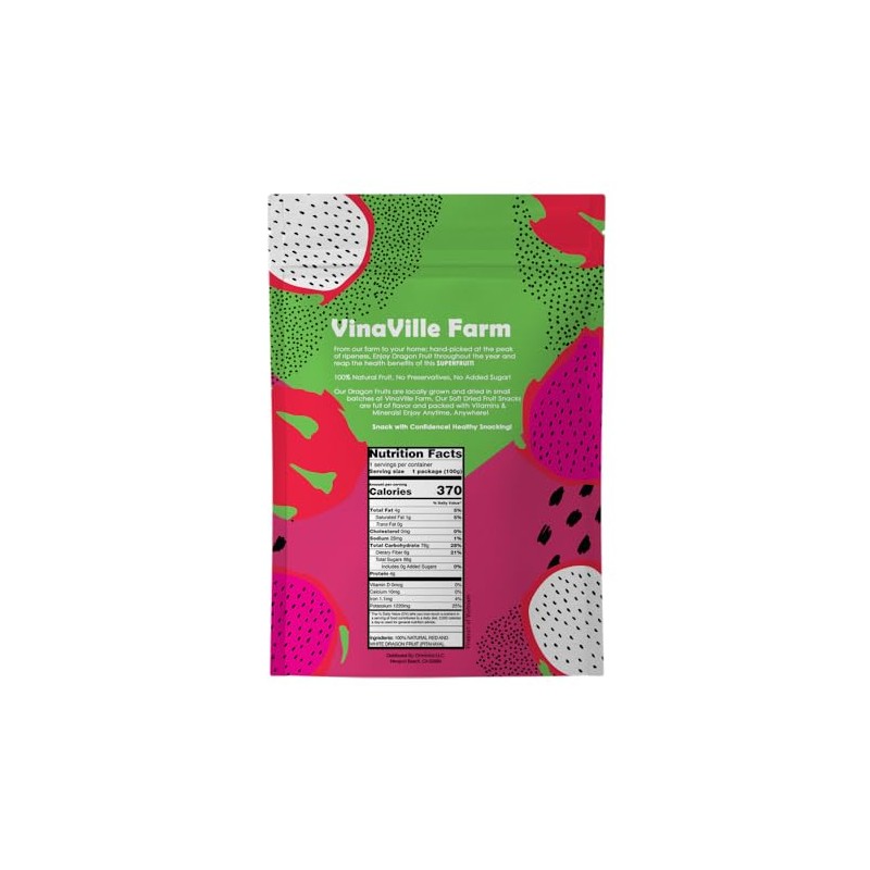 Vinaville Farm Soft Dried Dragon Fruit, 100% Fruit, No Added