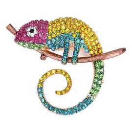 Brooches for Women with Crystal, Colourful Lizard Pins, Crystal Embedding Brooch, Lucky Attractive Jewellery, Eye-catching Party Rock Accessories, for Lady Party, Decorative Jewellery (Yellow)