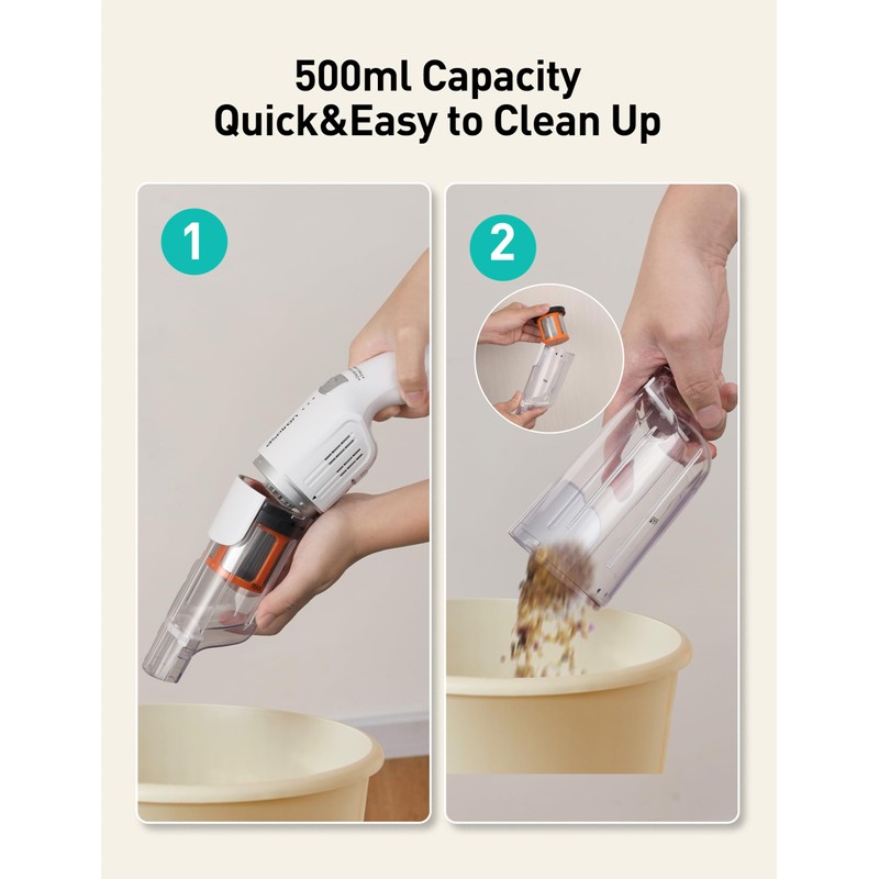 Aspiron Cordless Handheld Vacuum, 24KPA Powerful Car Vacuum, 2-Speed, 2