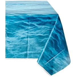 Unique Ocean Waves Rectangular Plastic Cover - 54" x 108" | Blue | 1 Pc., 54 inches x 108 inches