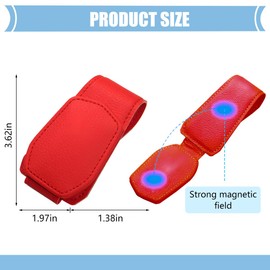 Zpana Sunglasses Holders for Car Sun Visor, Leather Magnetic Vehicle Eyeglasses Hanger Clip for Ticket Card, Auto Interior Glasses Hanging Accessories, Universal for SUV Sedan Truck (Red)