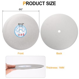 HARFINGTON Diamond Flat Lap Disc 6" x 1/2" Arbor 240 Grit Abrasive Diamond Coated Grinding Wheel for Grinding Sanding Lapping Polishing Ceramics, Glass, Stones, Gemstone