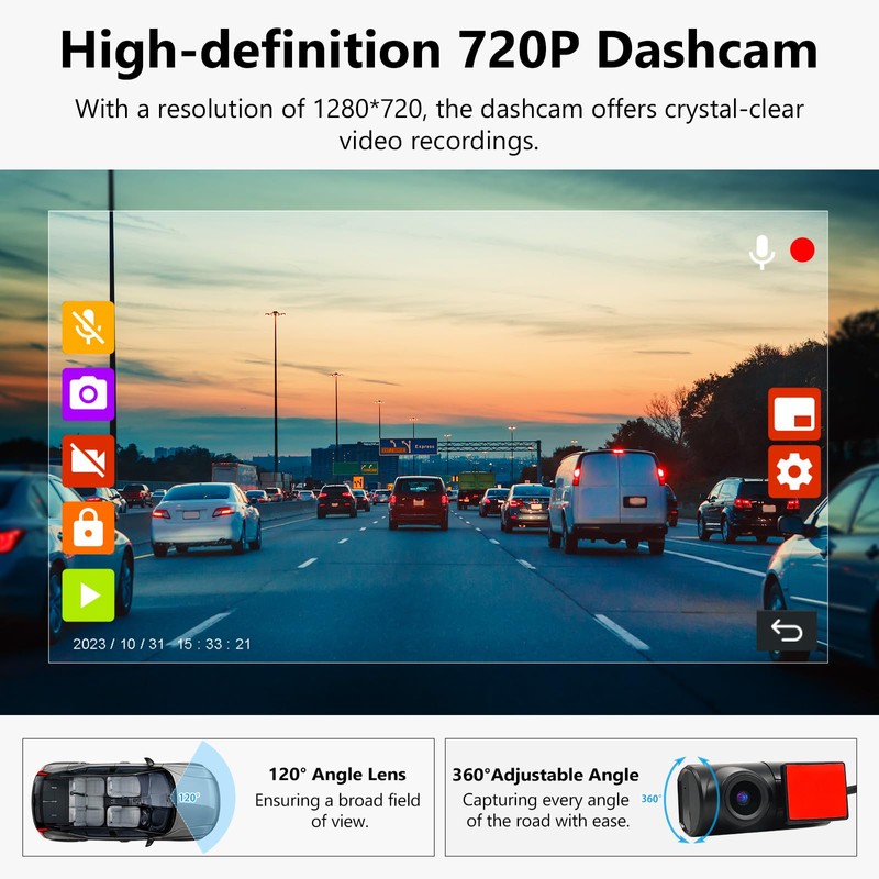 Eonon 1280 x 720P Dash Cam USB Car Recorder Front