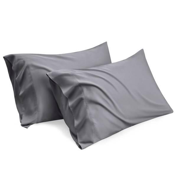 Bedsure Cooling Pillow Case King Size 2 Pack - Rayon Made from Bamboo, Grey Chill Pillowcase, Soft & Breathable Pillow Covers with Envelope Closure, Gift for Hot Sleepers in Summer, 20x36 Inches