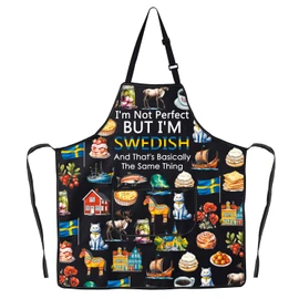 JNIAP Swedish Chef Apron Sweden Kitchen Gifts Swedish Cooking Apron Sweden Lover Gifts, Swedish Ap, Large