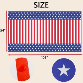 2Pcs Patriotic Tablecloth Disposable, Plastic Rectangle 4th of July Memorial Day Table Cloth American Striped and Star Tablecover for Independence Day Party Picnic Indoor Outdoor Decor, 54"x108"