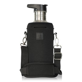 Made Easy Kit Water Bottle Carrier Insulated Neoprene - Adjustable Padded Shoulder Strap - Sling Pouch for Glass Bottle, Stainless Steel Tumbler - 5 Sizes (Black, Large)