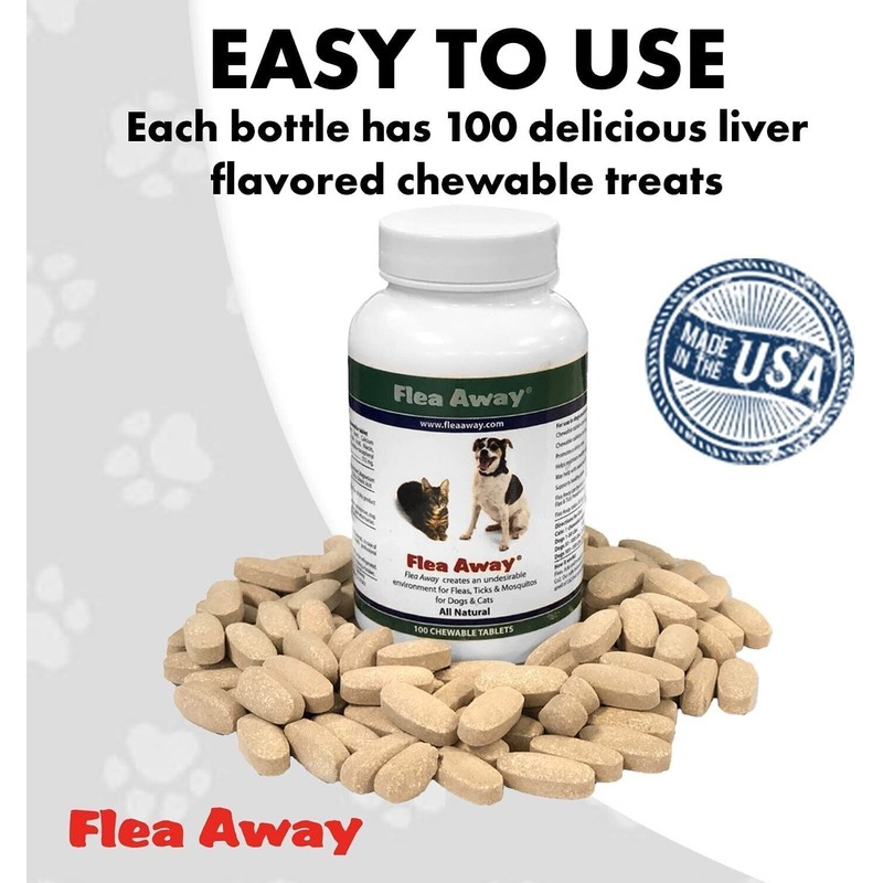 Flea Away 100 Chewable Tablets Flea, Tick & Mosquito Repellent