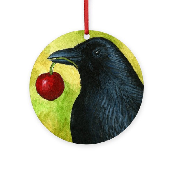 CafePress Bird 55 Round 4" MDF Holiday Ornament