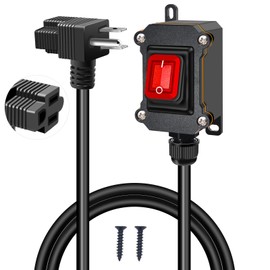 weideer Extension Cord with Switch On/Off,IP67 Waterproof Inline Cord Switch with 4FT 18AWG Cable Piggyback Plug(3-Pronged),Red LED AC/DC 20A-125V 16A-250V Power Switch