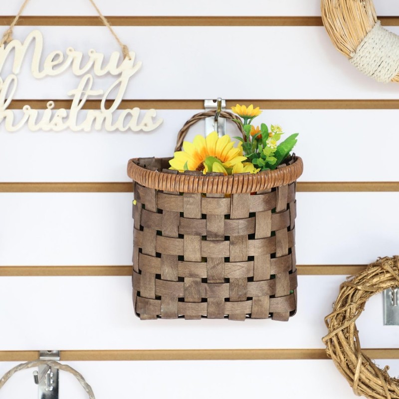 SHCMSADO Bamboo Storage Basket for Wall Woven Mounted Basket for