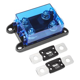 mizikuu Mega Fuse Holder, 2-Way ANM Safety Fuse Holder 12 V/48 V Car Fuse Holder Safe and Reliable with 2 Pieces Mega Fuses 100 A Amp for Car Truck