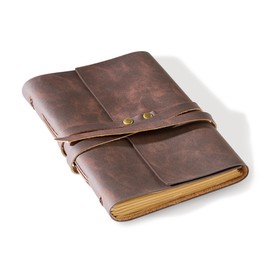 Cleather Leather Journal 5"x 7" Genuine Leather Notebook Journal for Men Women - 200 Line Pages Vintage Leather Bound Journal for Writing Diary Travelling (Brown)