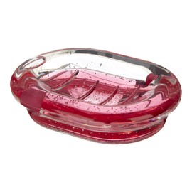 Premier Housewares 1601656 Acrylic Soap Dish with Floating Hearts, Transparent/Red, 10 x 14 x 3 cm