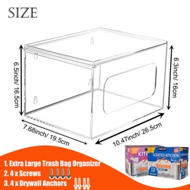 Aphbrada Extra Large Trash Bag Dispenser Roll Holder with Lid, Acrylic Garbage Bag Dispenser Under Sink Organizer - Wall Mount Trash Bag Holder Dispenser Fit Costco Trash Bag Size, Clear