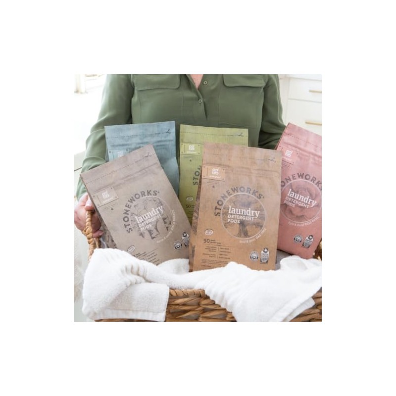 Grab Green Stoneworks Natural Laundry Detergent Powder Pods, Oak Tree,
