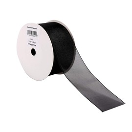 ITIsparkle Organza Ribbon, Width 1.5 inches (38 mm) x 8.7 ft (22 m), Handicraft, Garment, Wrapping, Bowknot Ribbon #030 - Black