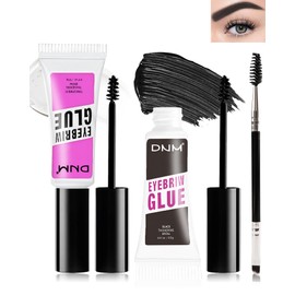 Eyebrow Gel Set with Brow Tool-Waterproof Black Tinted Eye Brow Gel & Clear Brow Setting Glue,Longlasting Brow Tinting Gel Brow Filler for Eyebrows,Christmas Eyebrow Makeup Gift Kit for Women-01+05