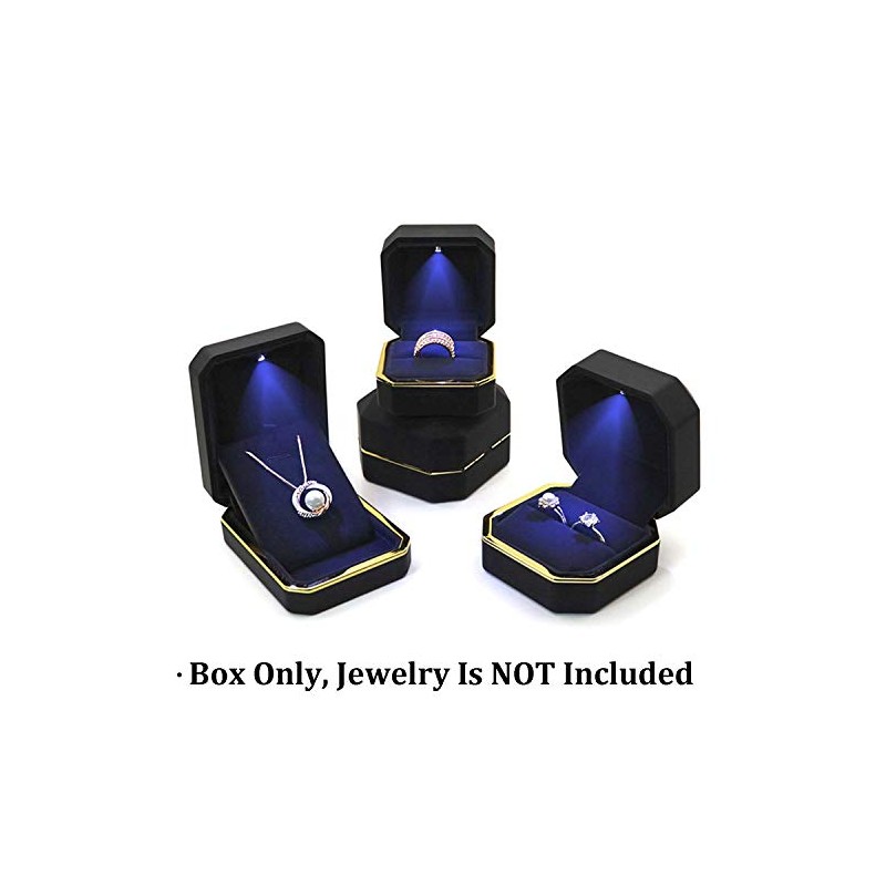 (Ring Box, Black) - AVESON Luxury Ring Box, Square Velvet