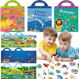 Pegatina 3D Puffy Libro Reutilizables Pegatinas,3Pack Pegatinas Para Niños,juguetes de viaje para niños Para Niños de 2 a 4 Años Calcomanía con Relieve,Adhesivas Portátiles para Educación