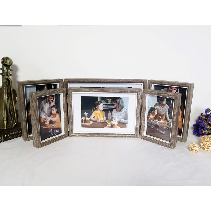 Smiling Art Foldable Photo Frame for 3 Landscape and Portrait
