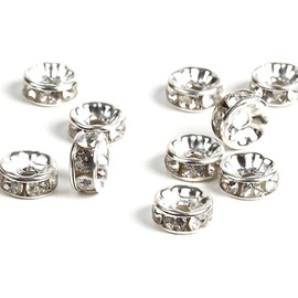 Kyozudou Rhinestone Rondel 8mm Silver Flat Type 100pcs (Stainless Steel)